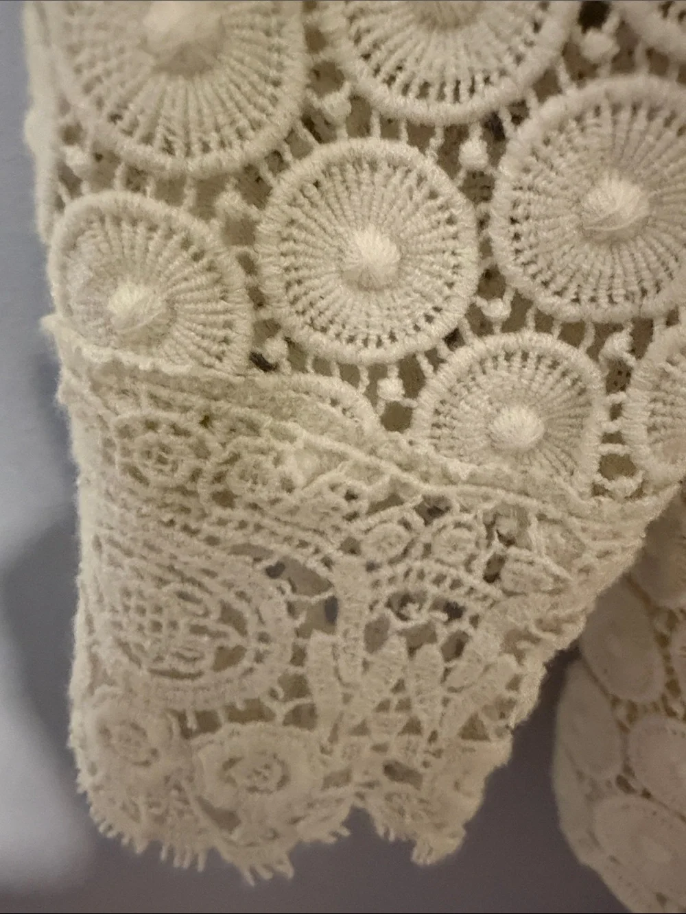 Tory Burch Ivory Crochet Lace Blouse Top 3/4 Sleeve Medium